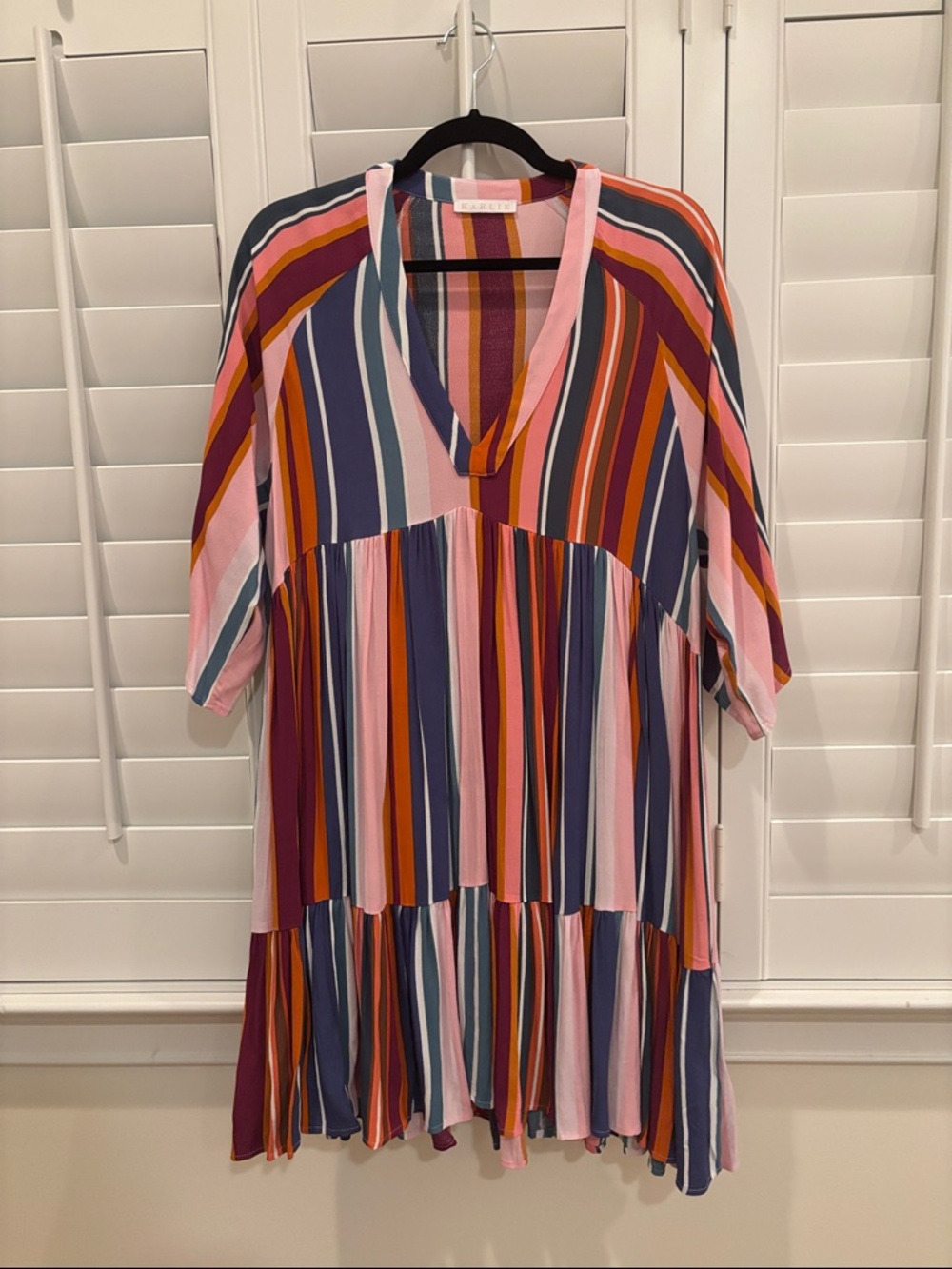 Karlie Multicolor Striped Babydoll Dress - Pink, Navy, Rust, Mustard
